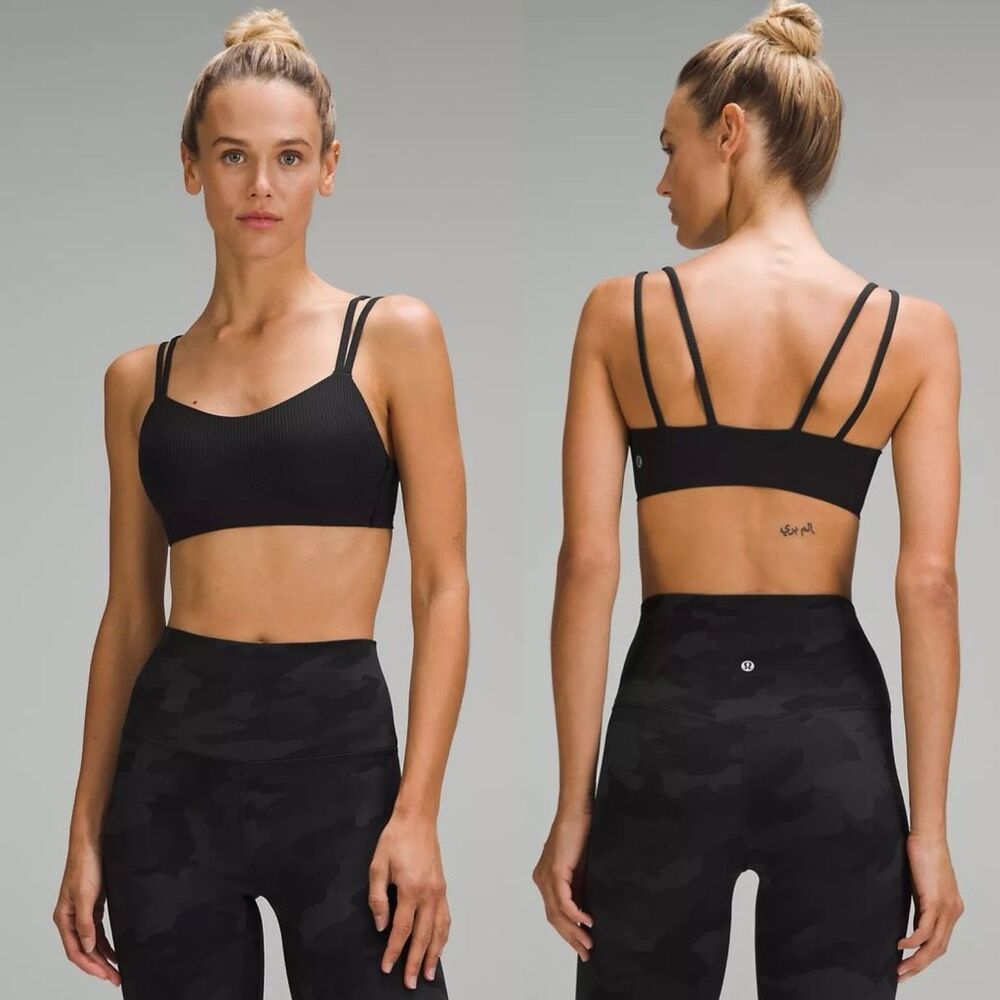 Lululemon Like a Cloud Ribbed Bra *Light Support B/C Cup Black Sports Bra Size 6